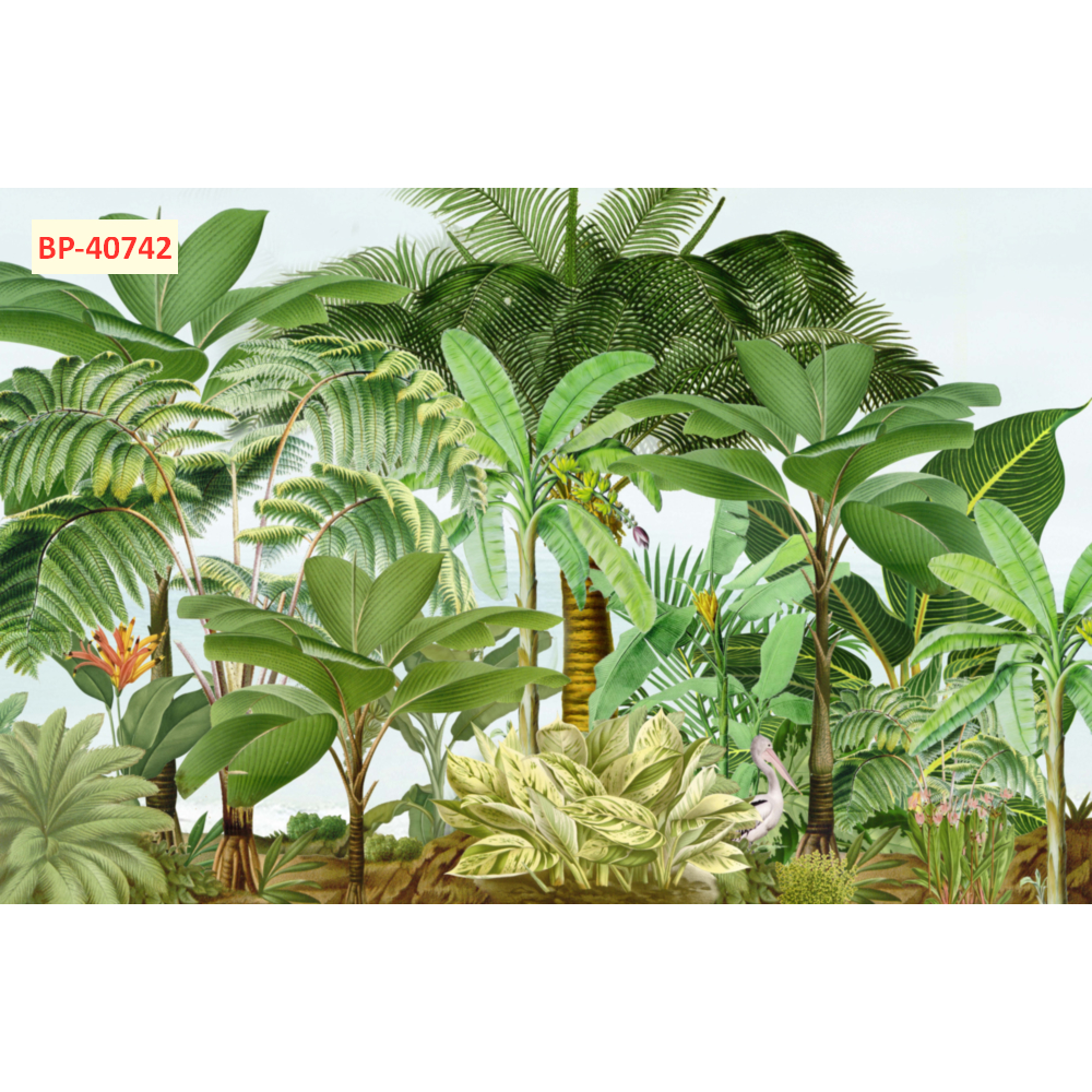 Tranh lụa dán tường, tranh rừng cây nhiệt đới tươi mát, mẫu mã đa dạng