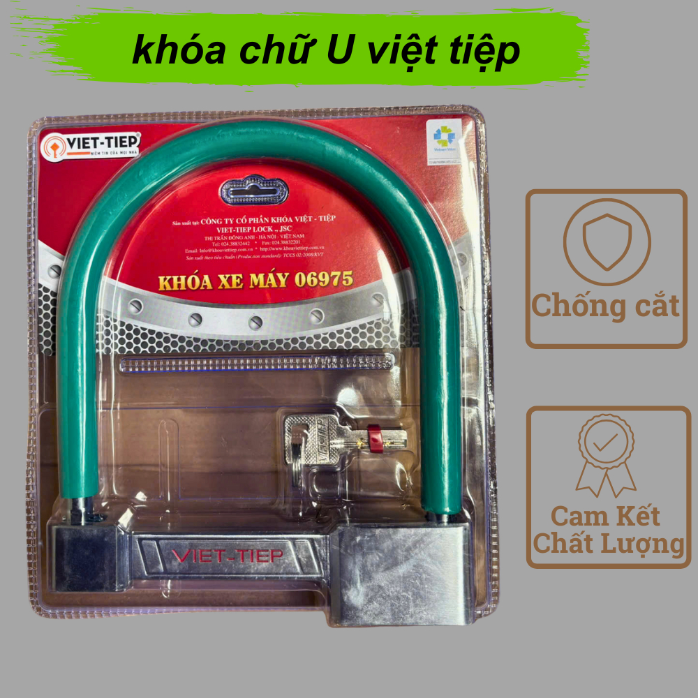 Khóa chữ U Việt Tiệp chinh hãng, khóa Việt Tiệp chữ U chống trộm an toàn, hiệu quả
