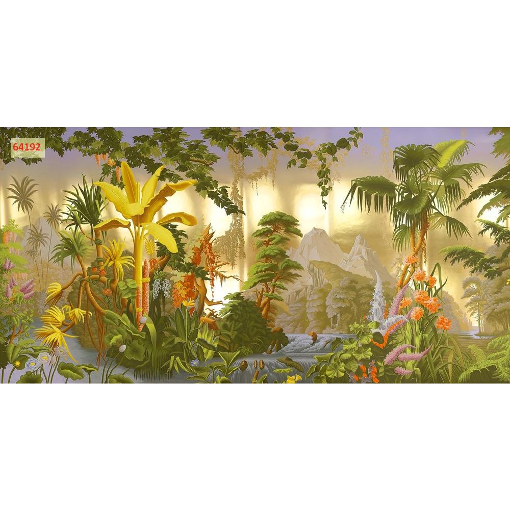 Mẫu tranh lụa 3D khu vườn nhiệt đới, nhiều kích thước lựa chọn