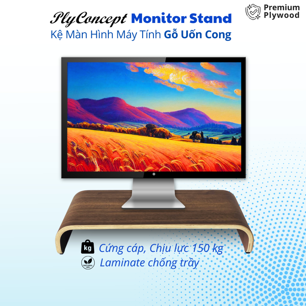 Ảnh Kệ màn hình máy tính, Bàn Laptop Gỗ uốn cong - Plyconcept Monitor Stand - Laminate chống trầy 1