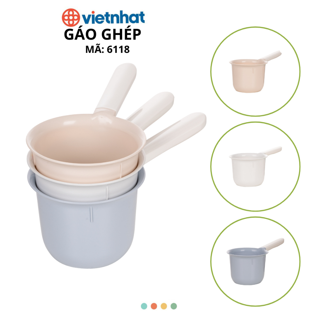 Gáo múc nước, Gáo tắm, Gáo đong cán ghép Chính Hãng Việt Nhật (Mã 6120)