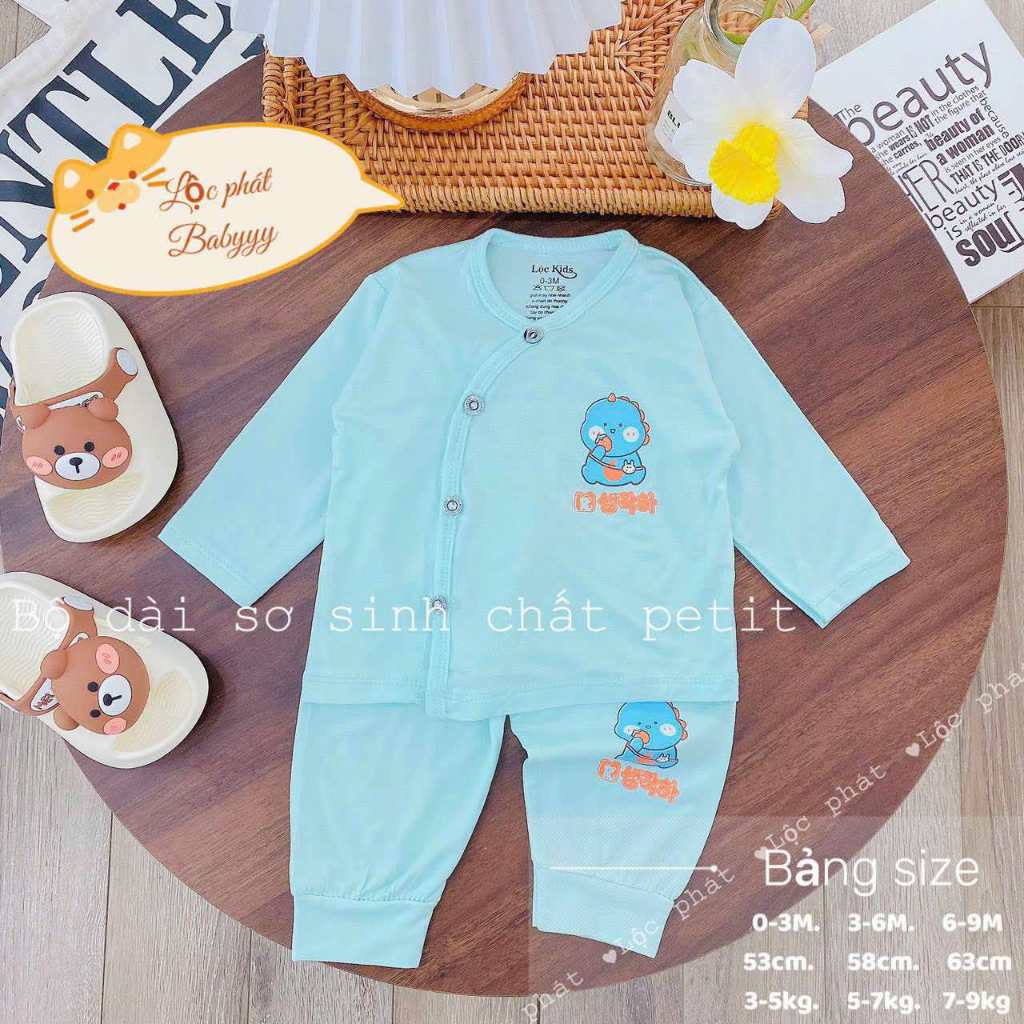 Combo 3 - 5 Bộ quần áo sơ sinh thun lạnh PETIT dài tay cho bé mềm mịn thoải mái 0 - 9 tháng