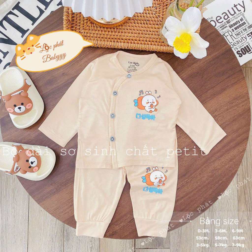Combo 3 - 5 Bộ quần áo sơ sinh thun lạnh PETIT dài tay cho bé mềm mịn thoải mái 0 - 9 tháng