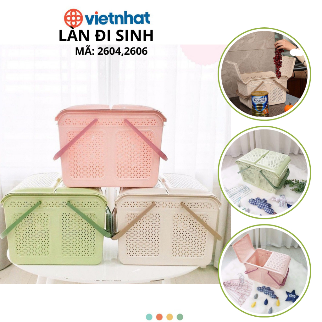 Làn nhựa đi sinh, Làn nhựa đựng quần áo, Giỏ đựng đồ đa năng Chính Hãng VIỆT NHẬT (mã 2604,2606)