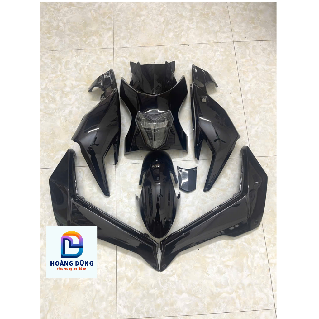 bộ nhựa bóng 8 món kèm đèn zinpat đen gắn xe điện xmen loại đẹp ( tặng ốc dàn áo khi mua kèm đèn )