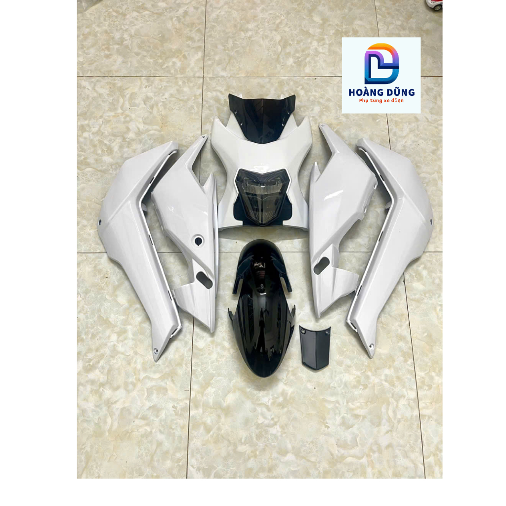 bộ nhựa bóng 8 món kèm đèn zinpat đen gắn xe điện xmen loại đẹp ( tặng ốc dàn áo khi mua kèm đèn )