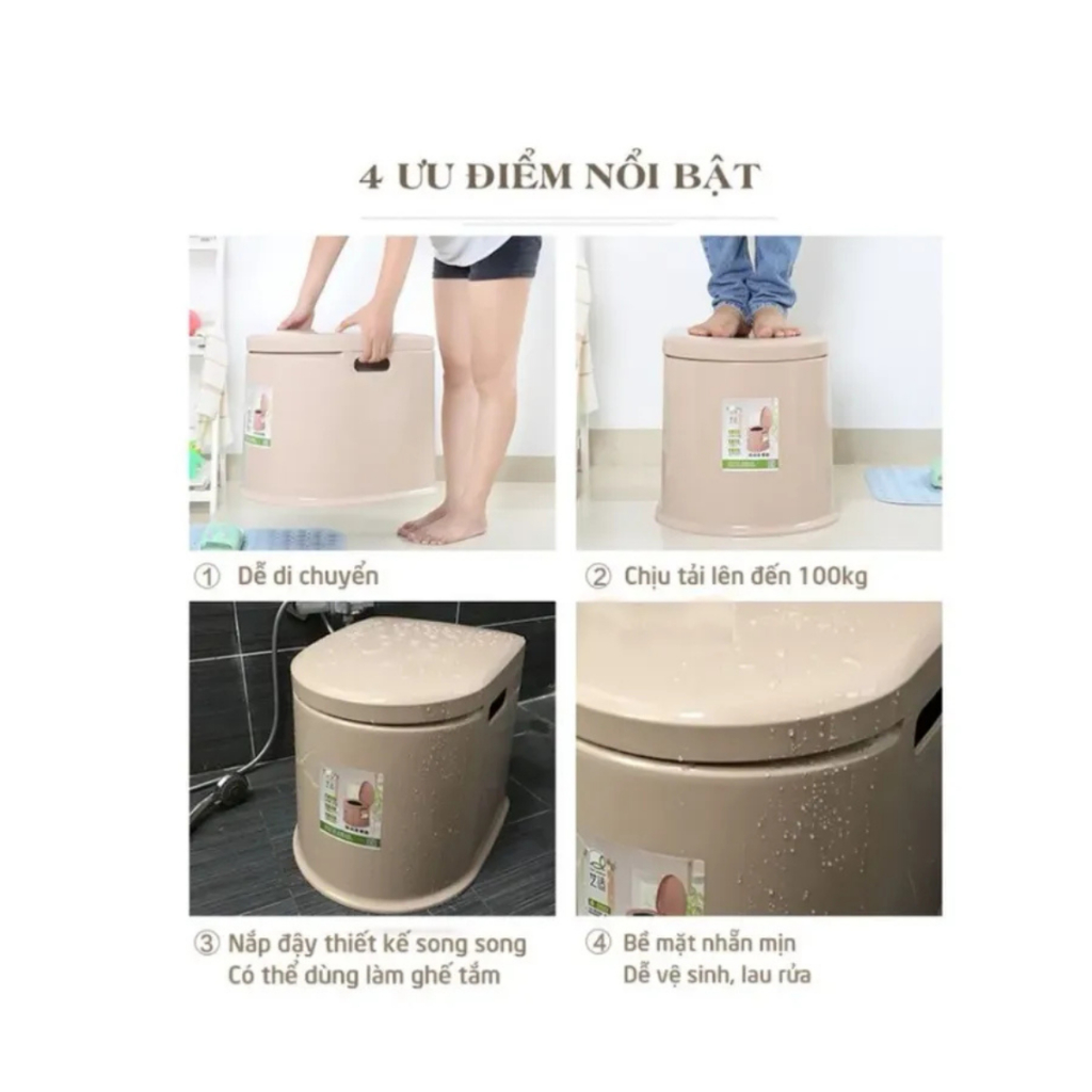 Bô Vệ Sinh Di Động Cho Người Già, Mẹ Bầu, Bệnh Nhân Khó Di Chuyển Chính Hãng VIỆT NHẬT (Mã 5459)