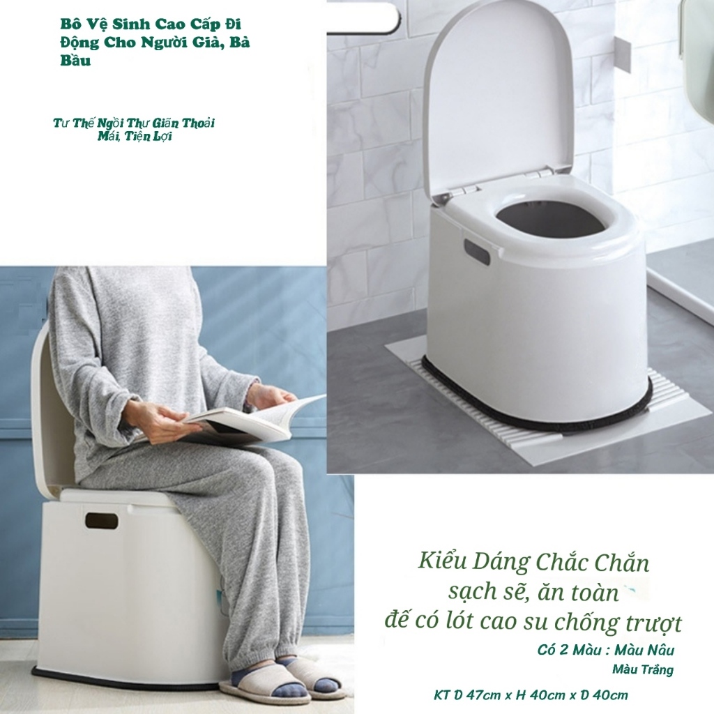 Bô Vệ Sinh Di Động Cho Người Già, Mẹ Bầu, Bệnh Nhân Khó Di Chuyển Chính Hãng VIỆT NHẬT (Mã 5459)