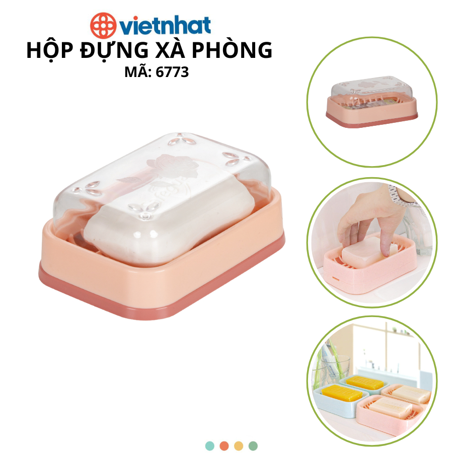 Hộp đựng xà phòng có nắp, Khay đựng xà phòng trong suốt Chính Hãng VIỆT NHẬT (Mã 6773)
