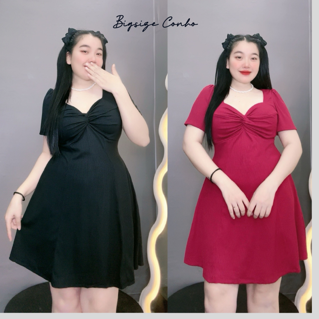 Đầm Nữ Bigsize Tay Ngắn Xoắn Ngực Chất Vải Thun Gân Dáng Xòe Thiết Kế Nhẹ Nhàng G81