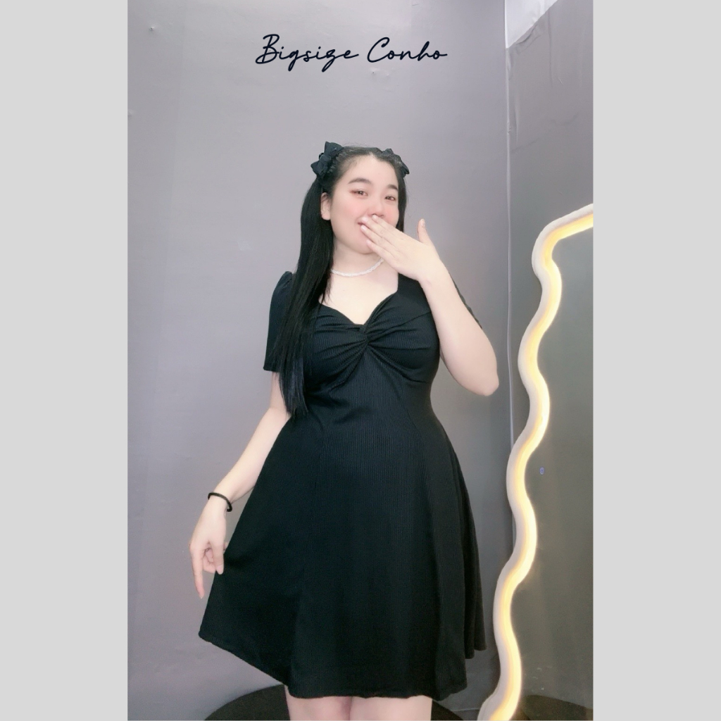 Đầm Nữ Bigsize Tay Ngắn Xoắn Ngực Chất Vải Thun Gân Dáng Xòe Thiết Kế Nhẹ Nhàng G81