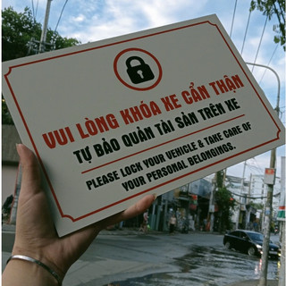 Bảng Vui Lòng Khóa Xe Cẩn thận. ALU SƯA Ngoài trời