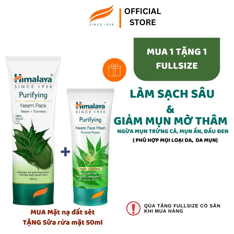 Ảnh Mặt nạ đất sét kiềm dầu Himalaya Neem Face Pack 100ml Tặng Sữa rửa mặt neem 50ml 1