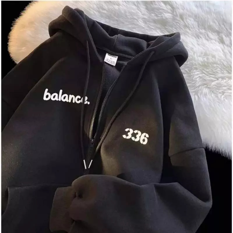 Áo nỉ khoá Có Túi Bên Trong cotton hoodie in chũ BALARCE 336 cho các bé trai bé gái 17-60kg