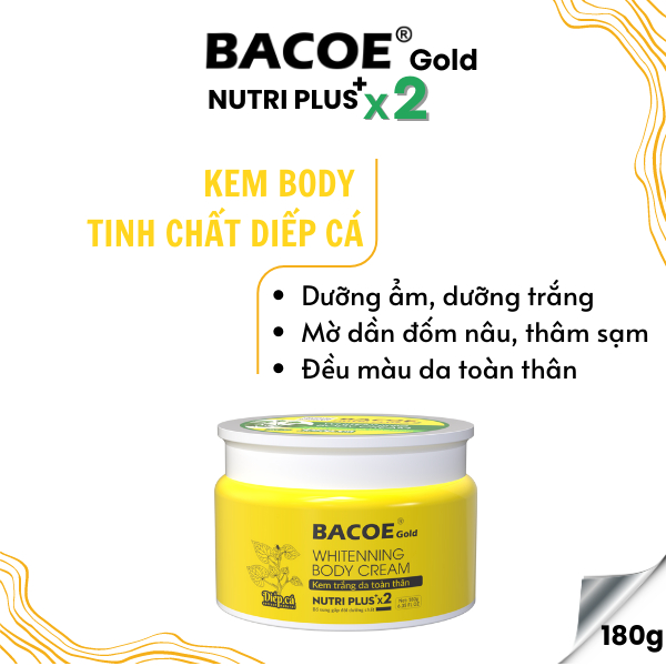 KEM BODY BACOE DƯỠNG TRẮNG TOÀN THÂN TINH CHẤT RAU DIẾP CÁ 180G