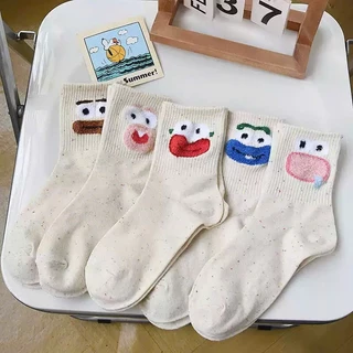 Set 5 Đôi Tất Cổ Cao Họa Tiết Biểu Cảm Màu Tiêu Mẫu Mới SIêu Hot Phong Cách Hàn BC   [ J203 ]