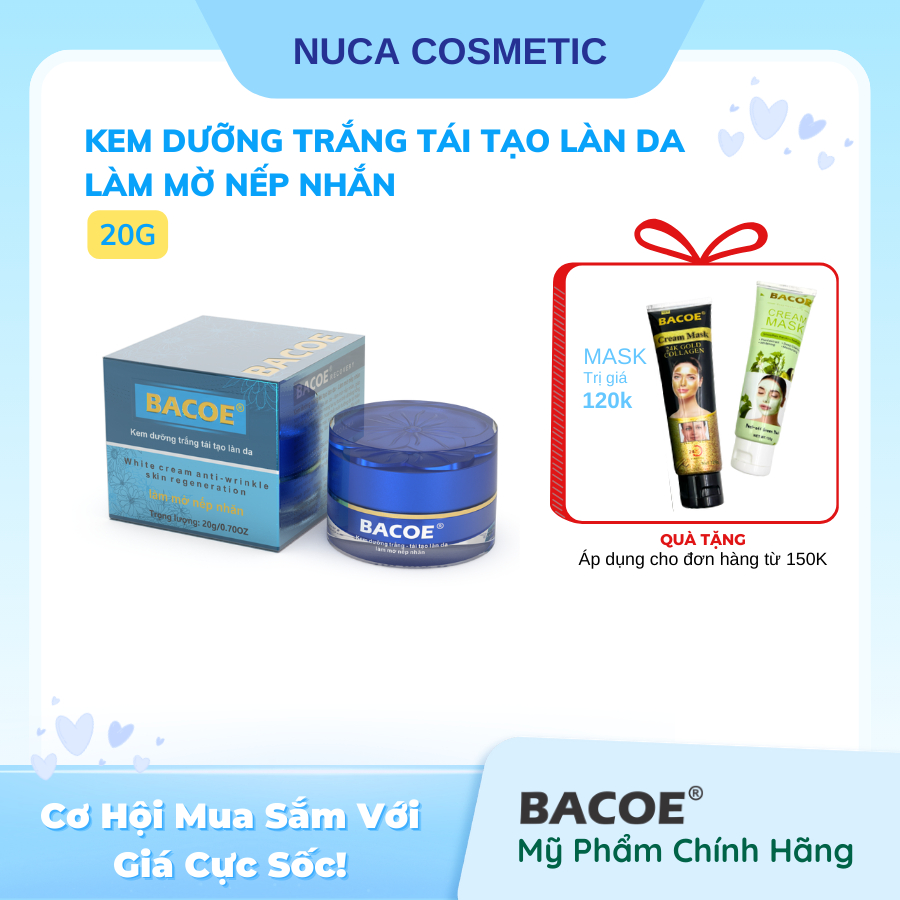 KEM BACOE KEM DƯỠNG TRẮNG TÁI TẠO LÀN DA LÀM MỜ NẾP NHĂN BACOE | Shopee ...