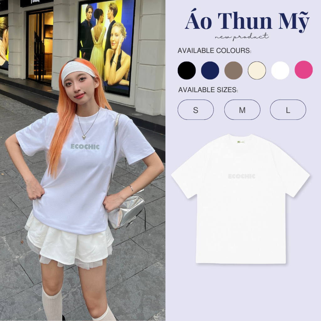Áo Thun Local Brand Basic Logo ECOCHIC Mix Chính Hãng Form Rộng Phông Nam Nữ Unisex Oversize 100% Cotton B081