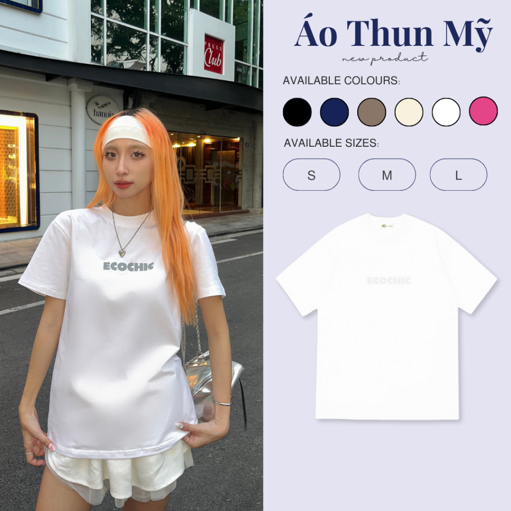 Áo Thun Local Brand Basic Logo ECOCHIC Mix Chính Hãng Form Rộng Phông Nam Nữ Unisex Oversize 100% Cotton B081