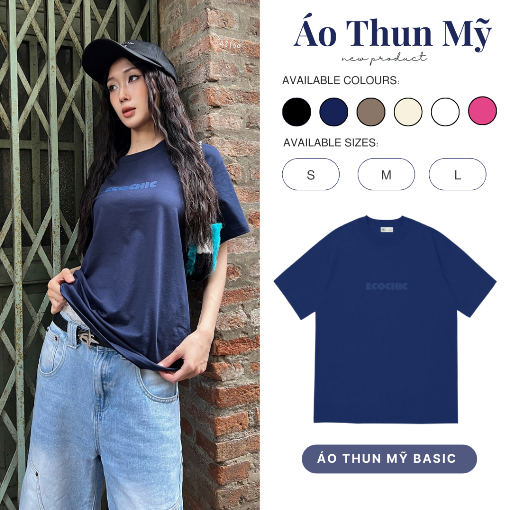 Áo Thun Local Brand Basic Logo ECOCHIC Mix Chính Hãng Form Rộng Phông Nam Nữ Unisex Oversize 100% Cotton B081