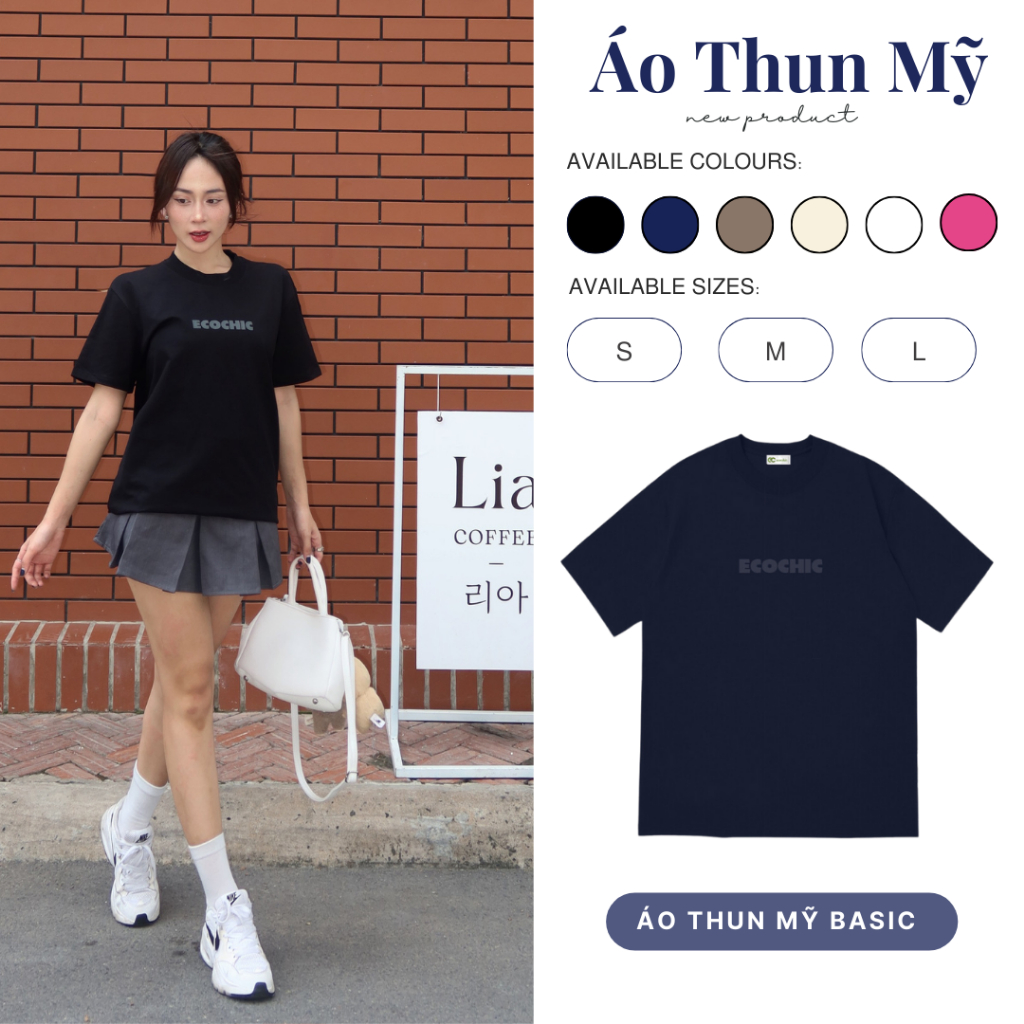 Áo Thun Local Brand Basic Logo ECOCHIC Mix Chính Hãng Form Rộng Phông Nam Nữ Unisex Oversize 100% Cotton B081