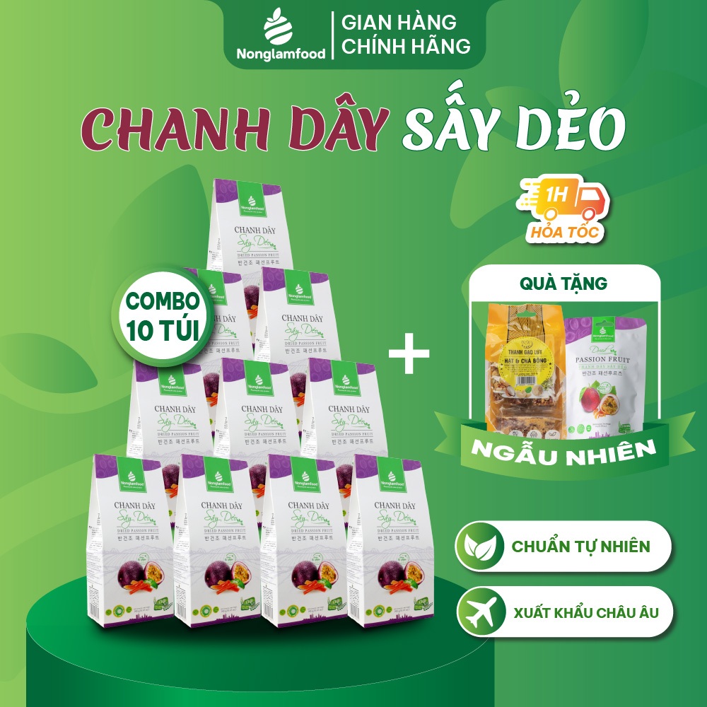 Combo 10 hộp Chanh Dây sấy dẻo Nông Lâm Food hộp 145g