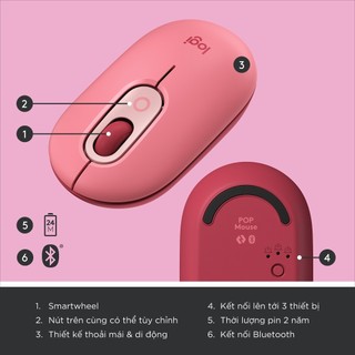 Chuột không dây bluetooth Logitech POP Mouse - Emoji tùy chỉnh, SilentTouch giảm ồn