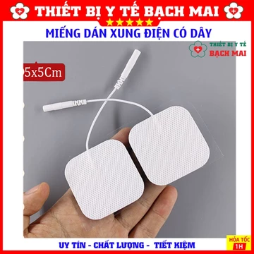 Miếng Dán Xung Điện 5x5cm Có Dây, Dùng Cho Máy Xung Điện Bộ Quốc Phòng, Máy Điện Châm Hoa Đà, Goldellife, Dr Ho's
