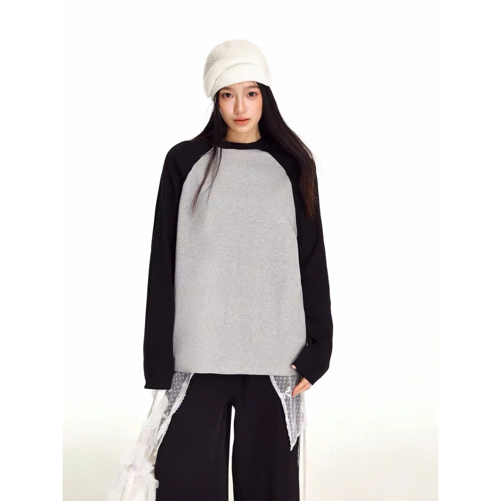 ÁO TAY DÀI RAGLAN TRƠN PHỐI MÀU XINH ĐẸP CHẤT COTTON ÁO CẶP ĐÔI UNISEX NAM NỮ