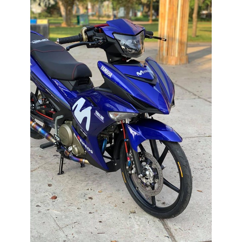 Tem in UV cao cấp. Exciter 150 Movistar xanh GP 2018. Decal tem xe ép nhiệt kích thước chuẩn.