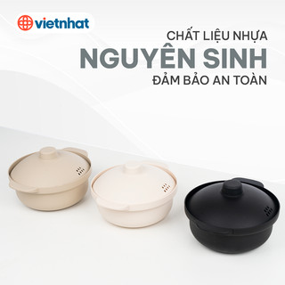 Âu nhựa đựng cơm, âu trung nhật đựng đồ ăn có nắp đậy kiểu nồi sang trọng nhựa Việt Nhật