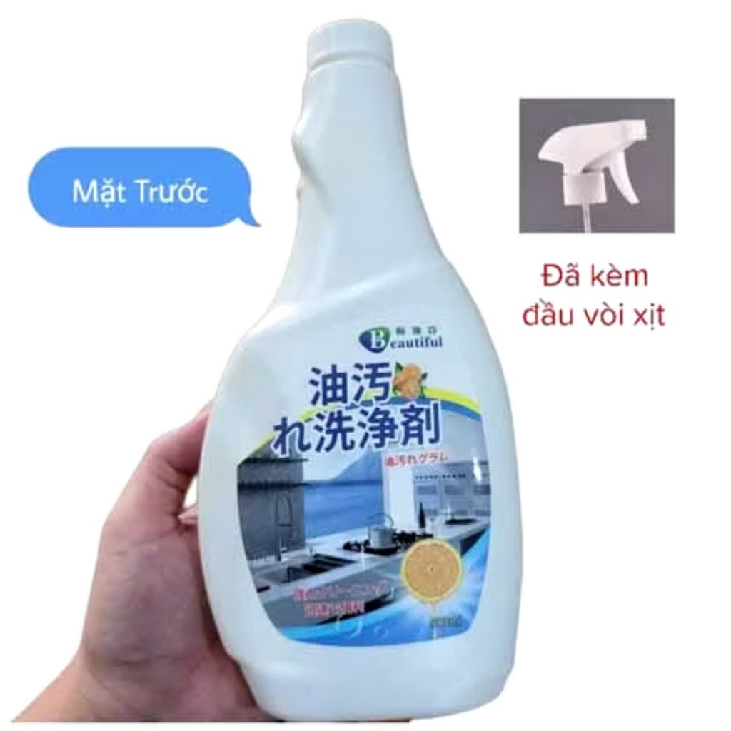 BÌNH XỊT TẨY RỬA DẦU MỜ, Bình Xịt Tẩy Rửa Dầu Mỡ Xoong Nồi, Hút Mùi, Bếp Gas, Bếp Từ, Nhà Bếp Hương Cam 500ml Siêu Sạch