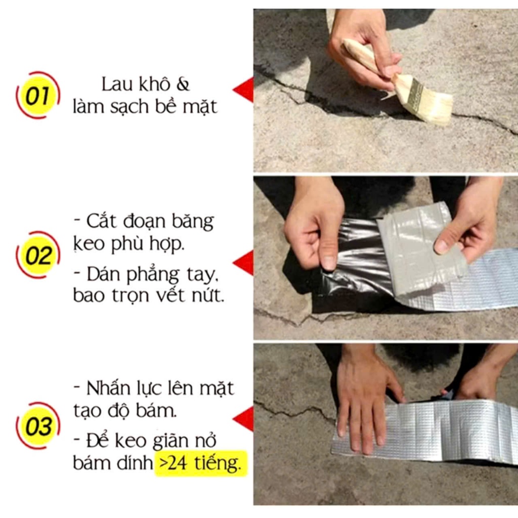 Cuộn 5 Mét Băng Keo Dán Rộng10cm, Miếng Siêu Dính, Keo Chống Thấm Nước, Keo Chống Dột , BĂNG KEO CHỐNG THẤM,  BANGKEO8