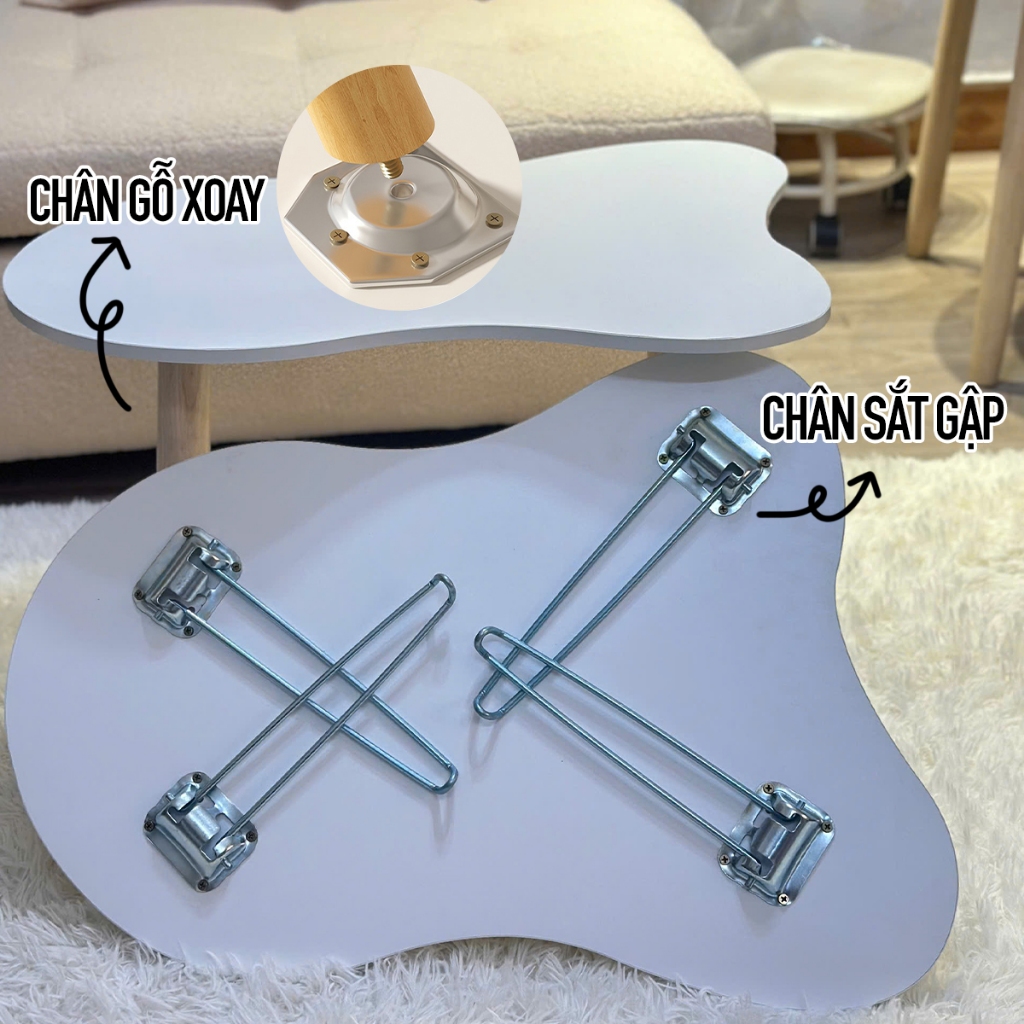Bàn trà sofa hình con cá, bàn decor đám mây gỗ gấp gọn ngồi bệt hoặc sofa Nhu Y Decor