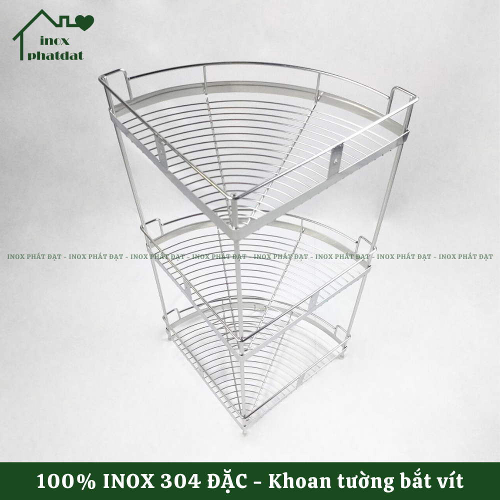 Kệ góc 3 tầng có chân để bàn PHÁT ĐẠT Inox 304, kệ để đồ nhà tắm, để xà bông, kệ gia vị (SP055A) | BigBuy360 - bigbuy360.vn