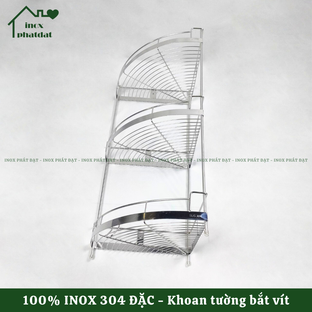 Kệ góc 3 tầng có chân để bàn PHÁT ĐẠT Inox 304, kệ để đồ nhà tắm, để xà bông, kệ gia vị (SP055A) | BigBuy360 - bigbuy360.vn