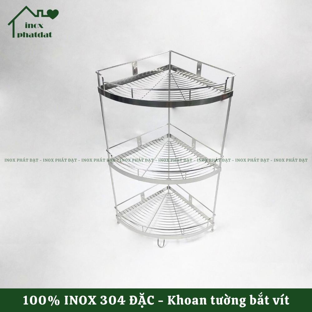 Kệ góc 3 tầng có chân để bàn PHÁT ĐẠT Inox 304, kệ để đồ nhà tắm, để xà bông, kệ gia vị (SP055A) | BigBuy360 - bigbuy360.vn