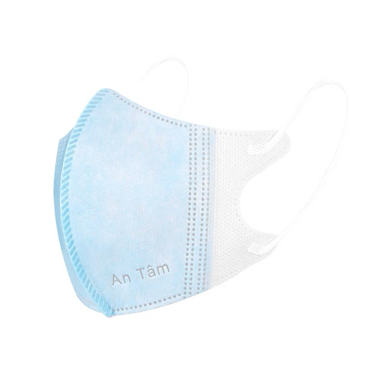 Thùng 100 cái - Khẩu trang y tế 5D cho bé 3 lớp Vải Không Dệt & Giấy Kháng Khuẩn Chính Hãng AN TÂM - Túi 10 cái