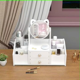 KỆ ĐỂ ĐỒ TRANG ĐIỂM 3 , Kệ đựng mỹ phẩm 2 tầng, hộp đựng đồ trang điểm, makeup bằng nhựa cao cấp , có gương tiện sử dụng