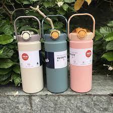 Bình giữ nhiệt inox 304-316 1200ml BOSS, bình nước inox siêu bền nắp đậy bật, ống hút, giữ lạnh giữ nóng