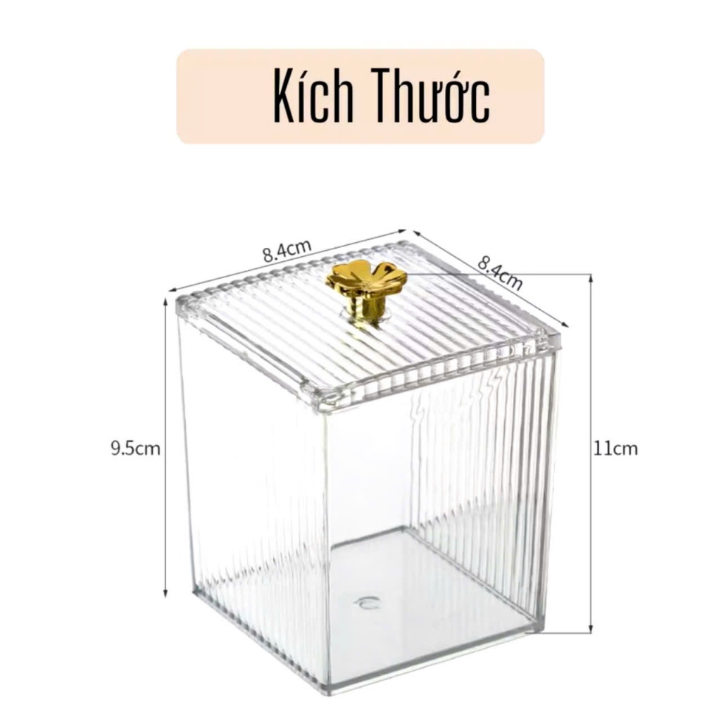 HỘP NHỰA ĐA NĂNG TRONG SUỐT. Hộp đựng tăm bông, hộp đựng bông tẩy trang có nắp trong suốt, đựng đồ đa năng cao cấp: HỘP