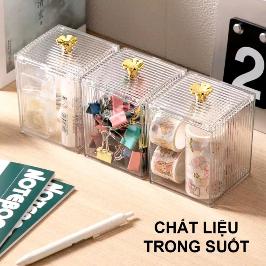 HỘP NHỰA ĐA NĂNG TRONG SUỐT- Hộp đựng tăm bông- hộp đựng bông tẩy trang có nắp trong suốt- đựng đồ đa năng cao cấp : HỘP