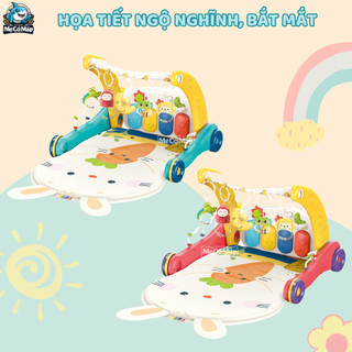 Thảm Nhạc Nằm Chơi Cho Bé, Thảm Nhạc Kiêm Xe Tập Đi 2in1 Họa Tiết Ngộ Nghĩnh Cho Bé Từ 0-36 Tháng