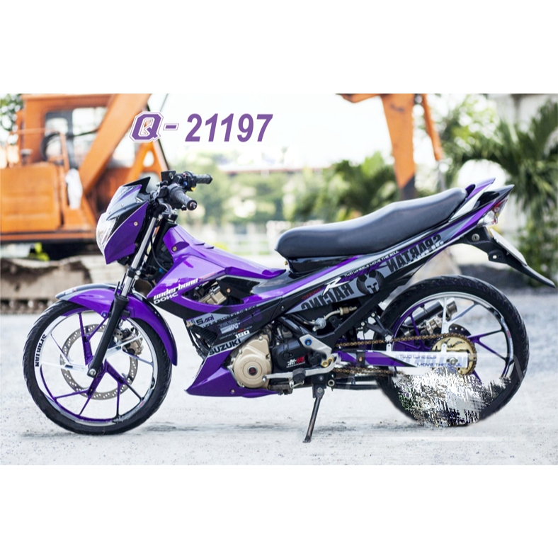 Tem rời chế Raider xăng cơ. Spartan tím bạc. Thay đổi màu sắc và chi tiết theo yêu cầu. Sắc nét, bền màu