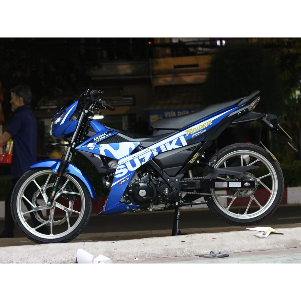 Tem rời xe RAIDER FI xanh GP. Movistar xanh trắng. Chỉnh sửa theo yêu cầu, mua để nhận quà. Decal chất lượng, bền đẹp