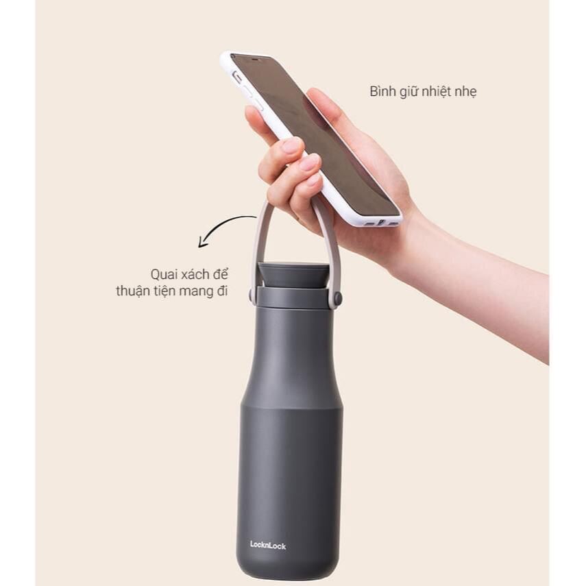Bình giữ nhiệt LocknLock Metro Double Tumbler LHC4202 (470ml), 4 màu, kèm lỗi lọc trà - K-MALL