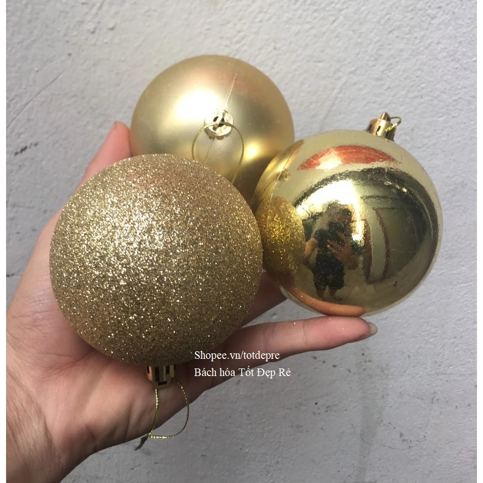 Set 6 quả châu trang trí Noel - Quả bóng treo cây thông Giáng sinh kiểu châu mờ