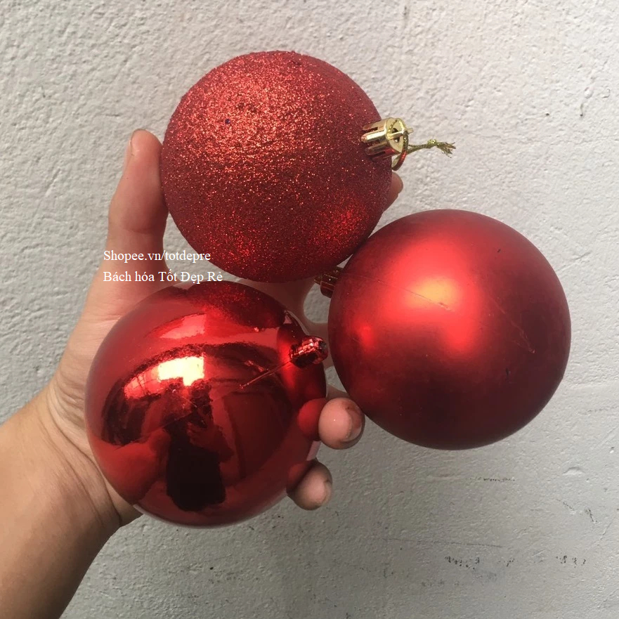 Set 6 quả châu trang trí Noel - Quả bóng treo cây thông Giáng sinh kiểu châu mờ