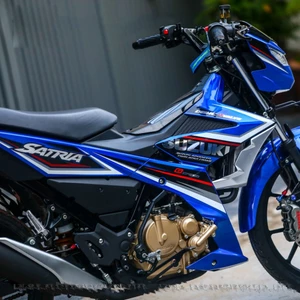 Tem rời cao cấp dán xe Raider FI xanh. Ghép chữ SUZUKI và Satria chất liệu CROM lạ mắt