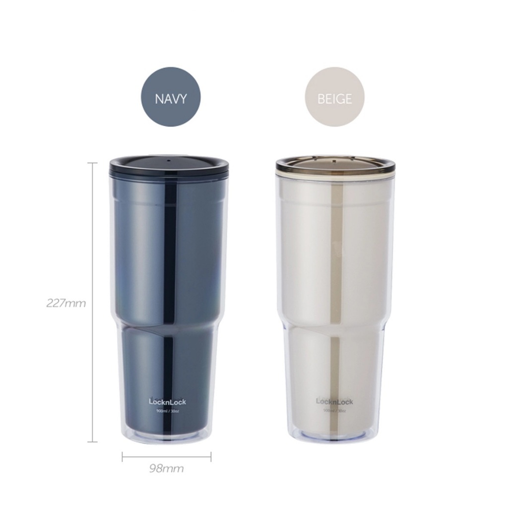 Ly nhựa 2 lớp Lock&Lock Double Wall Cold Cup 900ml HAP502 (2 màu) - K-MALL